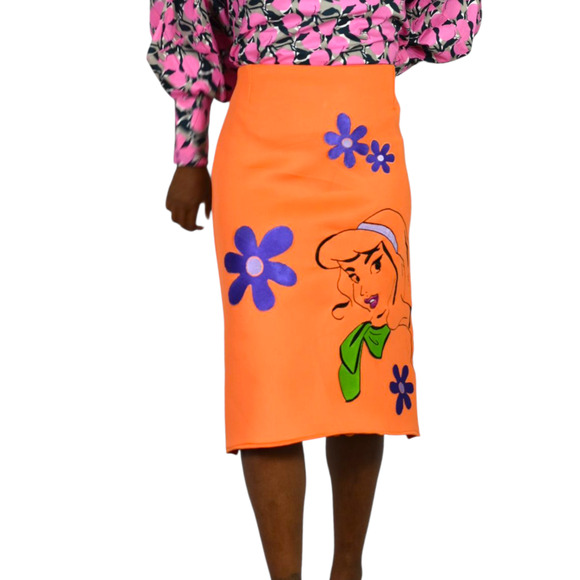 Yayas Designs Daphne Embroidered Skirt Orange Neoprene Cartoon Scooby Doo Medium - Picture 13 of 16